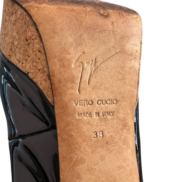 Giuseppe Zanotti pumps black patent leather cork platform 38 stiletto high heel - Picture 15 of 16